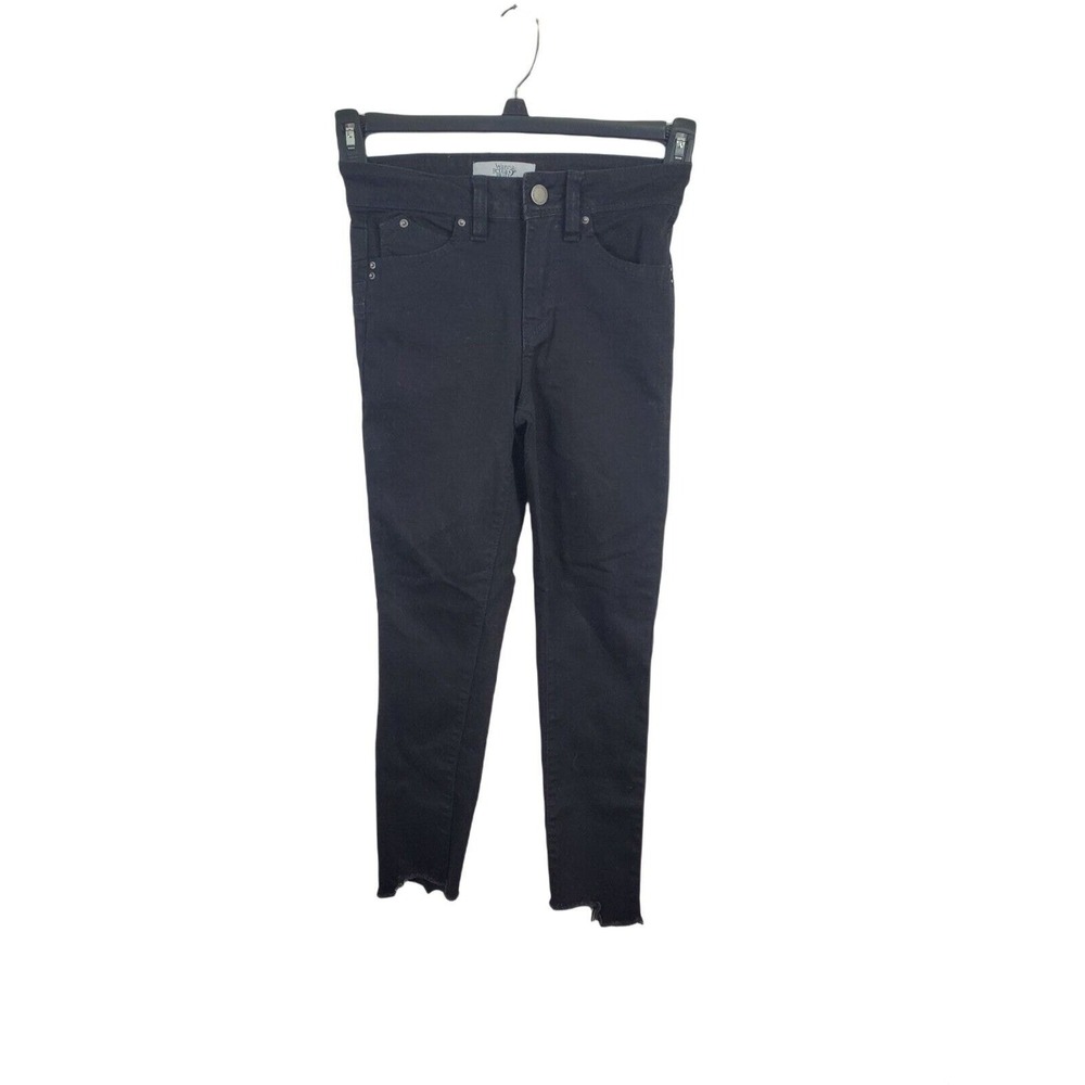 YMI Wanna Betta Butt Jeans 0/24 Womens Black High Rise Shark Bite Raw Hem Skinny